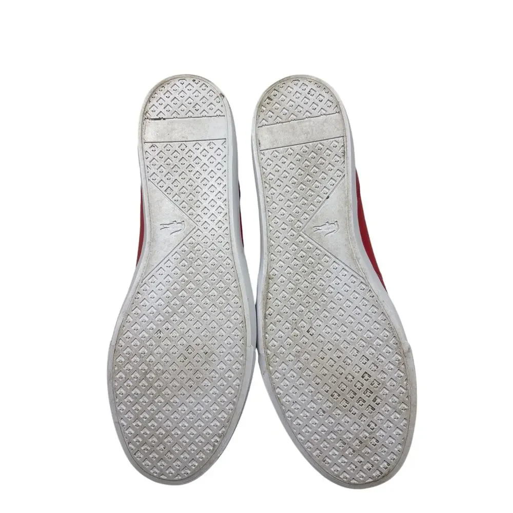 Lacoste Mens Baybliss Deck Boat Shoes Size 13 Red White Tumbled Leather 0921